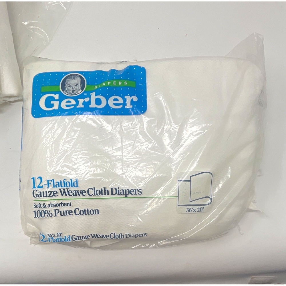 Gerber Gauze Weave Flatfold Cloth Diapers 100% Cotton White 36x20" OPENED AS-IS